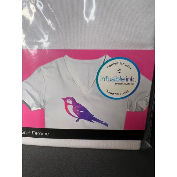 Cricut Womens Size Med White Vneck Tshirt NWT - Picture 2 of 5